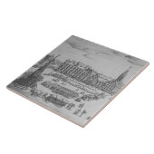 Repro Delft Tile Nuremberg Town Square Blue Tegeltje (Zijkant)