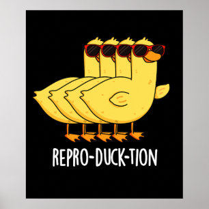 Repro-duck-tie Grappig Dier Eend Punt Donkere BG Poster