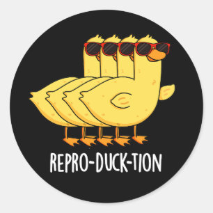 Repro-duck-tion Funny Animal Duck Pun Dark BG Ronde Sticker