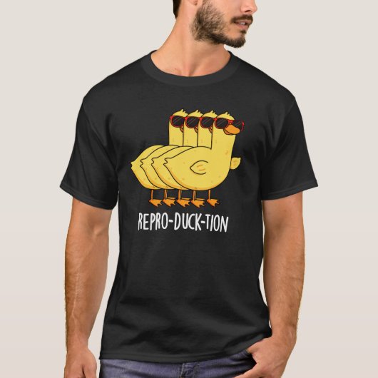 Repro-duck-tion Funny Animal Duck Pun Dark BG T-shirt (Voorkant)