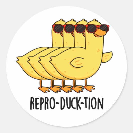 Repro-duck-tion Funny Animal Duck Pun Ronde Sticker (Voorkant)
