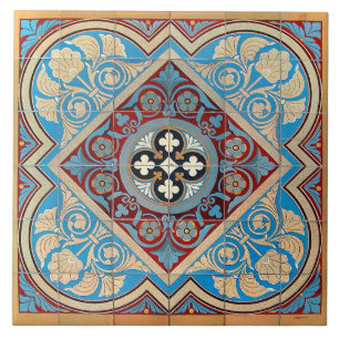 Repro Duits Geometrisch Art Nouveau Jugendstil bla Tegeltje