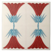 Repro Duitse Art Nouveau Jugendstil Flower Tegel Tegeltje (Voorkant)