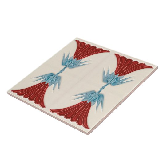 Repro Duitse Art Nouveau Jugendstil Flower Tegel Tegeltje (Zijkant)