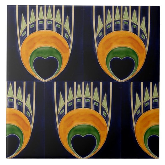 Repro Duitse Art Nouveau Jugendstil Frieze Grens Tegeltje (Voorkant)