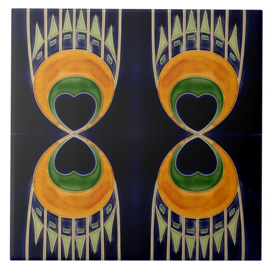 Repro Duitse Art Nouveau Jugendstil Frieze Grens Tegeltje (Voorkant)