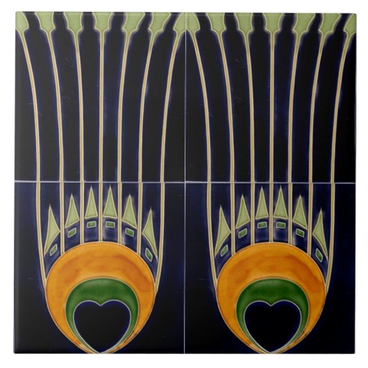 Repro Duitse Art Nouveau Jugendstil Frieze Grens Tegeltje (Voorkant)