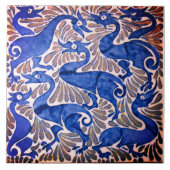 Repro Edwardian Art Nouveau Blue Grey Tile Tegeltje (Voorkant)