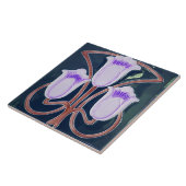 Repro Edwardian Art Nouveau Blue Tulip Floral Tegeltje (Zijkant)