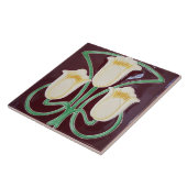 Repro Edwardian Art Nouveau Red Tulip Floral Tegeltje (Zijkant)