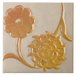 Repro Edwardian Art Nouveau Sunflower Floral Tile Tegeltje
