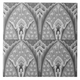 Repro  Geometric Grey Floral Tegeltje