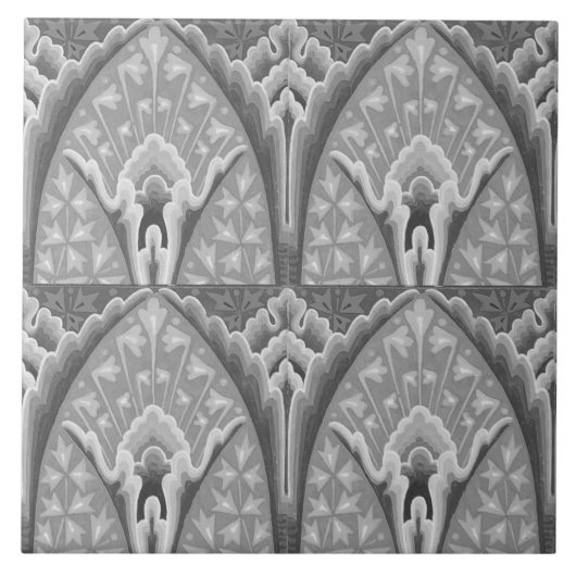 Repro Geometric Grey Floral Tegeltje (Voorkant)