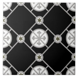 Repro Gothic Geometric Patterned Black White Grey Tegeltje