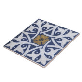 Repro Gothic Quatrefoil Tile in Blue, Gold & White Tegeltje (Zijkant)