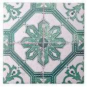 Repro  Green and White Majorca Tile Tegeltje (Voorkant)