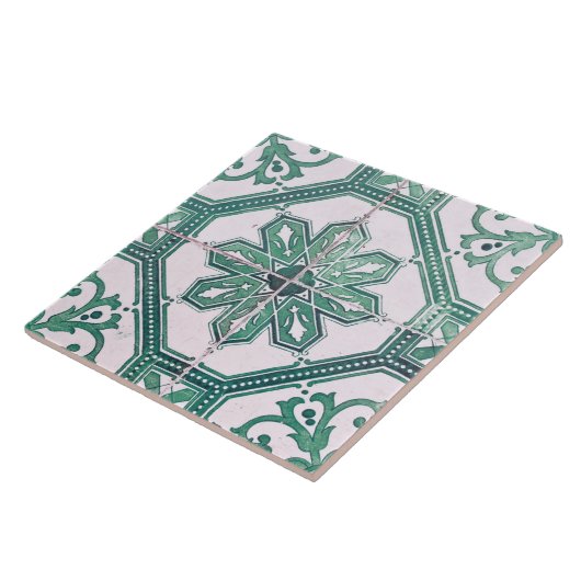 Repro  Green and White Majorca Tile Tegeltje (Zijkant)