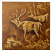 Repro Hamilton Art Tile Works Faux Relief Elk Tile Tegeltje (Voorkant)
