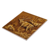 Repro Hamilton Art Tile Works Faux Relief Elk Tile Tegeltje (Zijkant)