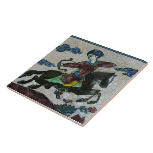 Repro Handschilderd Antiek Perzisch Horseman Tegeltje (Zijkant)