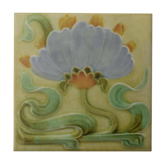 Repro Henry Richards Floral Art Noveau Faux Relief Tegeltje (Voorkant)
