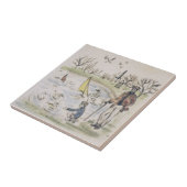 Repro Hyde Park Pond ducks London Victoriaans Tege Tegeltje (Zijkant)