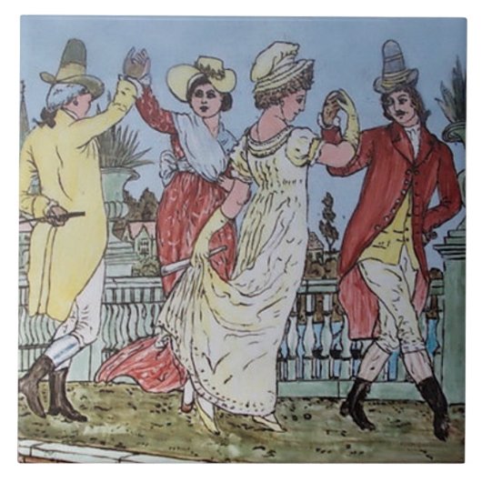 Repro kleurful c.1900 Walter Crane Nursery Rhyme Tegeltje (Voorkant)