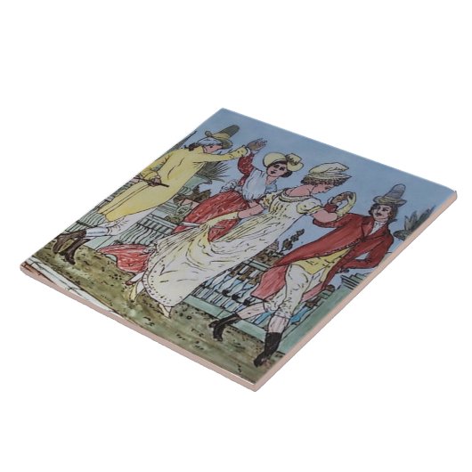 Repro kleurful c.1900 Walter Crane Nursery Rhyme Tegeltje (Zijkant)