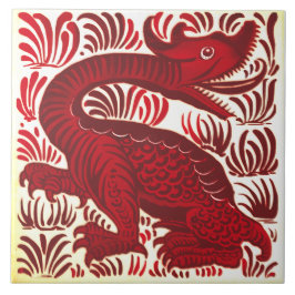 Repro Lewis Carrol De Morgan Red Jabberwacky Tile Tegeltje