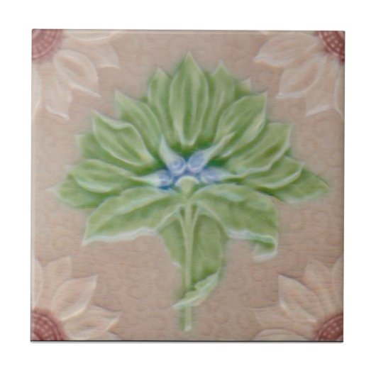 Repro Meakin Pastel Floral Majolica faux Relief Tegeltje (Voorkant)