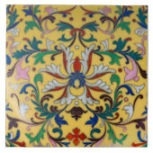 Repro  Minton Yellow Floral English Tile Tegeltje (Voorkant)
