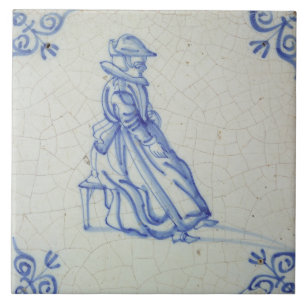 Repro  Nederlands Blauw en Wit Delft tegels Tegeltje