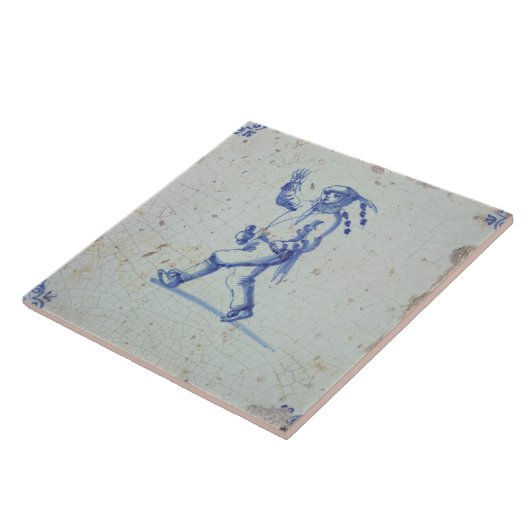 Repro  Nederlands Blauw en Wit Delft tegels Tegeltje (Zijkant)