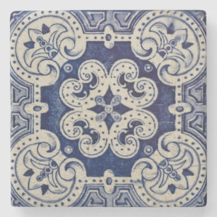 Repro Portugese Blue Geometric Azulejos Floral Stenen Onderzetter