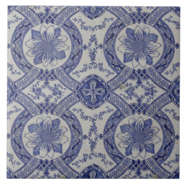 Repro Portugese Blue Geometric Azulejos Floral Tegeltje