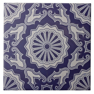 Repro Portugese Blue Geometric Azulejos Floral Tegeltje