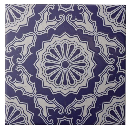 Repro Portugese Blue Geometric Azulejos Floral Tegeltje (Voorkant)