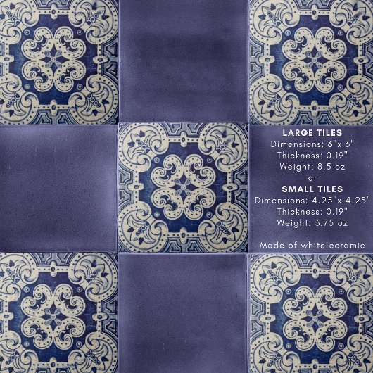 Repro Portugese Blue Geometric Azulejos Floral Tegeltje