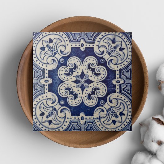 Repro Portugese Blue Geometric Azulejos Floral Tegeltje