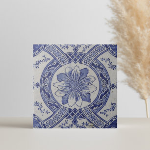 Repro Portugese Blue Geometric Azulejos Floral Tegeltje
