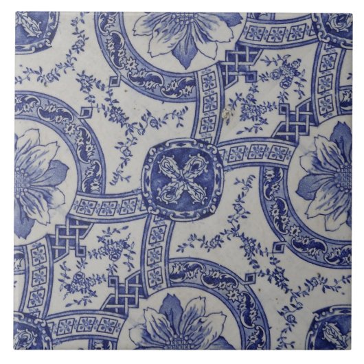 Repro Portugese Blue Geometric Azulejos Floral Tegeltje (Voorkant)