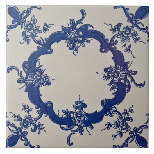 Repro Portugese Blue Geometric Azulejos Floral Ti Tegeltje (Voorkant)
