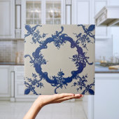Repro Portugese Blue Geometric Azulejos Floral Ti Tegeltje