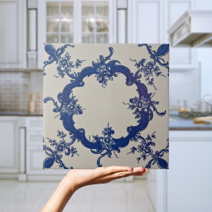 Repro Portugese Blue Geometric Azulejos Floral Ti Tegeltje