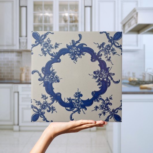 Repro Portugese Blue Geometric Azulejos Floral Ti Tegeltje