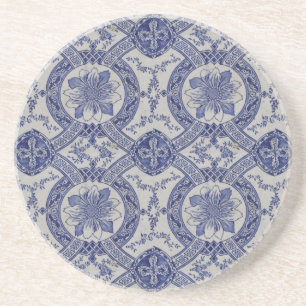 Repro Portugese Blue Geometric Azulejos Floral Zandsteen Onderzetter