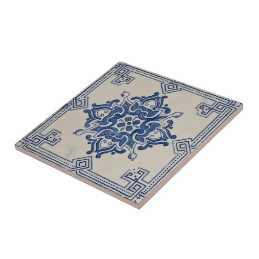 Repro Portugese Blue Geometric Azulejos Tile Tegeltje (Zijkant)