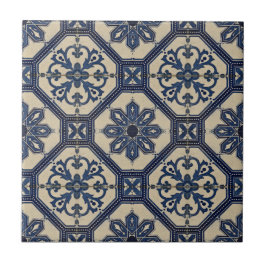 Repro Portugese Blue Geometric Azulejos Tile Tegeltje