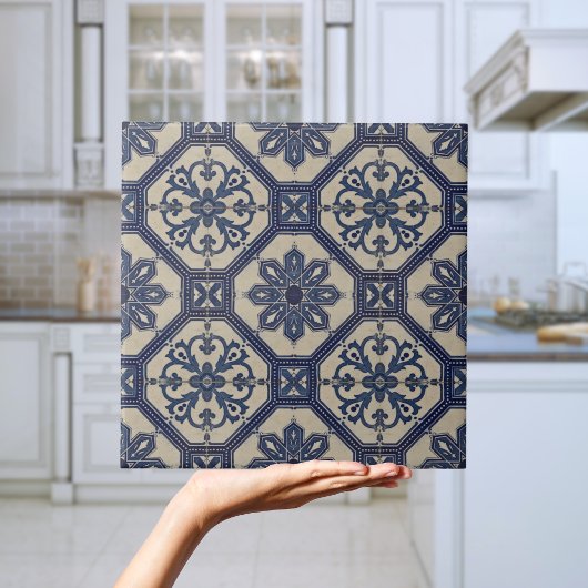 Repro Portugese Blue Geometric Azulejos Tile Tegeltje