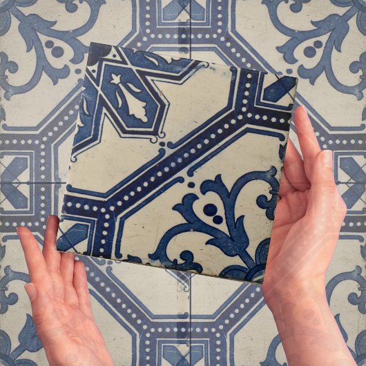 Repro Portugese Blue Geometric Azulejos Tile Tegeltje